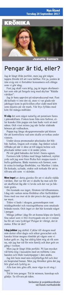 Krönika publicerad 28 september 2017 i Nya Åland